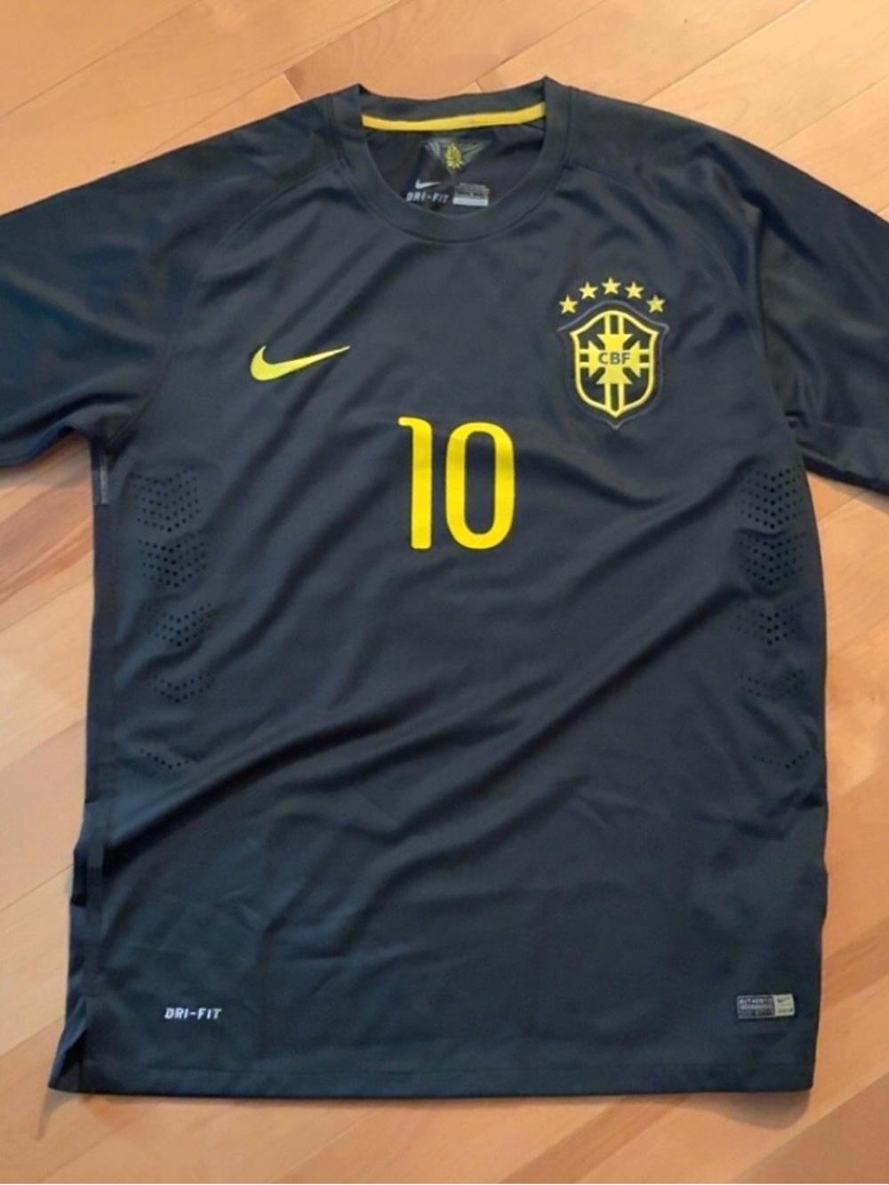 Nike Men's Neymar Jr. Black Football Jersey with Yellow Accents - #10